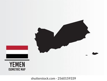 Yemen vector map with flag next to it. Yemen map with national flag isolated on white background. Vector illustration.