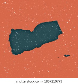 Yemen vintage map. Grunge map of the country with distressed texture. Yemen poster. Vector illustration.