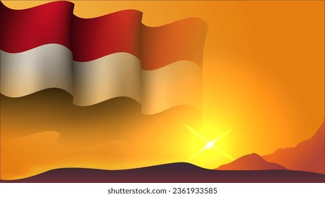 yemen waving flag concept background design with sunset view on the hill vector illustration suitable for poster background design about holiday, feast day, and independence day on yemen
