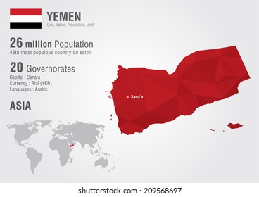 Yemen world map with a pixel diamond texture. World geography.