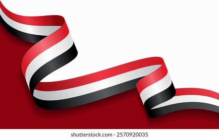 Yemeni flag wavy abstract background. Vector illustration.