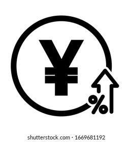 Yen arrow up icon design. Yen money arrow up icon in modern flat style design. Vector illustration.