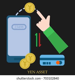 Yen asset vector illustration. Flat style design. Colorful graphics