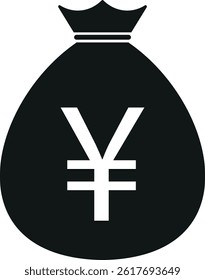 Yen bag icon . Japanese currency bag icon . Money bag with Japanese Yen sign . Vector illustration