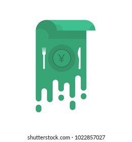 Yen Bank Note Cutlery. Food and Money Concept. Vector Illustration of Dining and Money