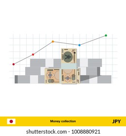 Yen banknote. Growth of financial and economy concept. vector illustration.