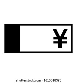 Yen and banknote on white