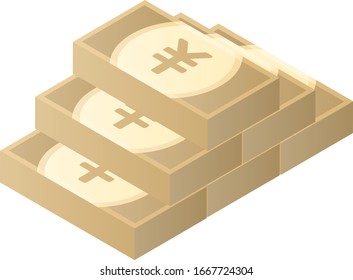 yen bills isolated vector illustration