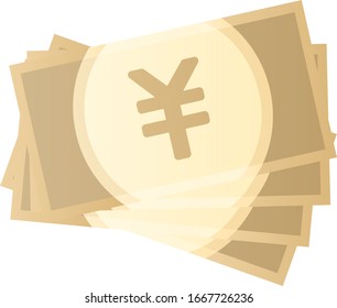 yen bills isolated vector illustration