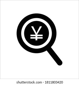 yen business search icon vector on white background, yen business