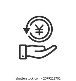 Cargador de yenes en el diseño de iconos de la mano aislado en fondo blanco. Ilustración del vector