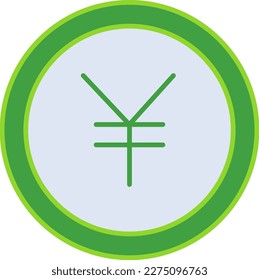Yen coin business people icon with green outline style. currency, cash, coin, yen, money, business, symbol. Vector Illustration