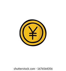 icono del doodle de moneda de yenes, ilustración vectorial