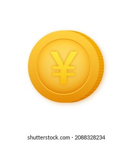Yen coin, great design for any purposes. Flat style vector illustration. Currency icon.