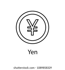 yen coin icon. Element of web icon with name for mobile concept and web apps. Detailed yen coin icon can be used for web and mobile. Premium icon on white background