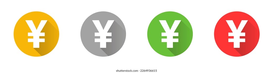 Yen coin icon set. Vector.