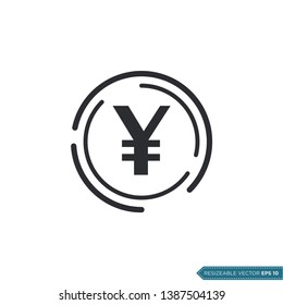 Yen Coin Icon Vector Template Flat Design