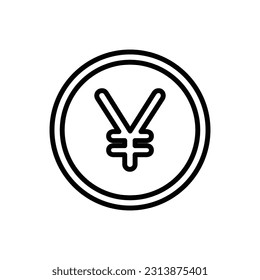 Yen Coin Outline Icon Vector Illustration