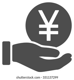 Yen Coin Payment vector icon. Style is flat gray symbol, rounded angles, white background.