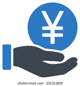 Yen Coin Payment vector icon. Style is flat bicolor smooth blue symbol, rounded angles, white background.