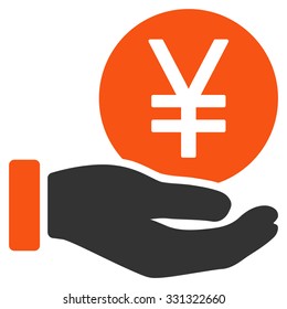 Yen Coin Payment vector icon. Style is flat bicolor orange and gray symbol, rounded angles, white background.