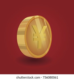 Yen coin in perspective with shiny style for use in business , digital and e-Commerce press