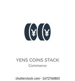 Yen coins stack icon vector. Trendy flat yens coins stack icon from commerce collection isolated on white background. Vector illustration can be used for web and mobile graphic design, logo, eps10