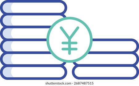 Yen Münzen Stapel Umriss Farbe Symbol Design Illustration