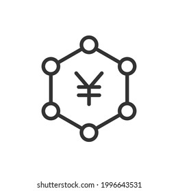 Conexión Yuan. Icono de línea de red de dinero aislado en fondo blanco. Ilustración del vector