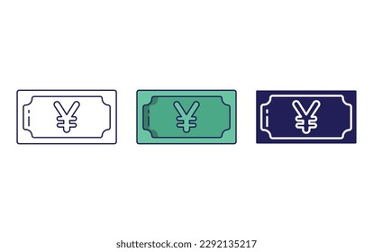 Yen Curency line and solid illustration icon