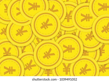 Yen Currency Gold coin Stack. Financial growth concept with golden coin yen. 