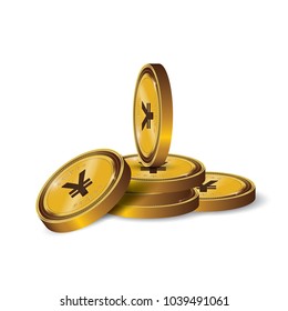 Yen Currency Gold coin Stack. Financial growth concept with golden coin yen. 