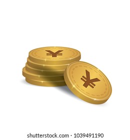 Yen Currency Gold coin Stack. Financial growth concept with golden coin yen. 