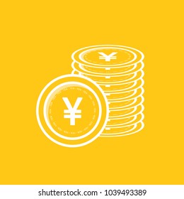 Yen Currency Gold coin Stack. Financial growth concept with golden coin yen. 