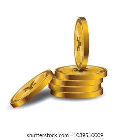 Yen Currency Gold coin Stack. Financial growth concept with golden coin yen.