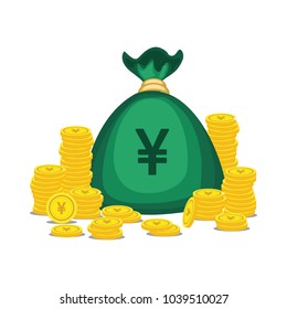 Yen Currency Gold coin Stack. Financial growth concept with golden coin yen.