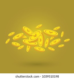 Yen Currency Gold coin Stack. Financial growth concept with golden coin yen.