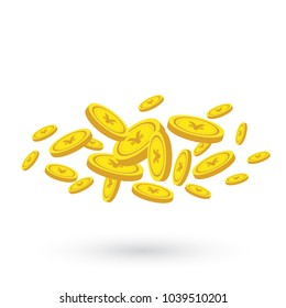 Yen Currency Gold coin Stack. Financial growth concept with golden coin yen.