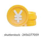 Yen currency icon 3d rendering illustration