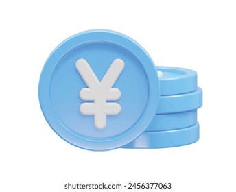 Yen currency icon 3d rendering illustration