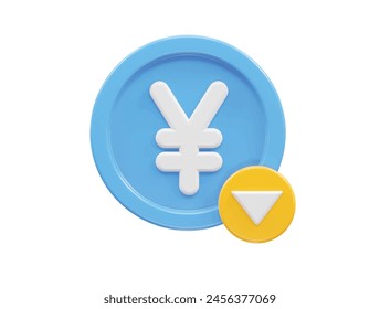 Yen currency icon 3d rendering illustration