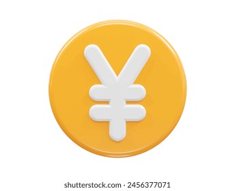 Yen currency icon 3d rendering illustration