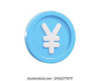 Yen currency icon 3d rendering illustration
