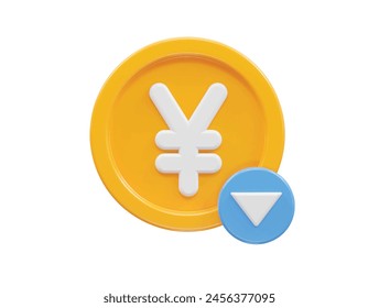 Icono de moneda Yen ilustración de renderizado 3d