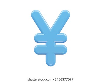 Yen currency icon 3d rendering illustration