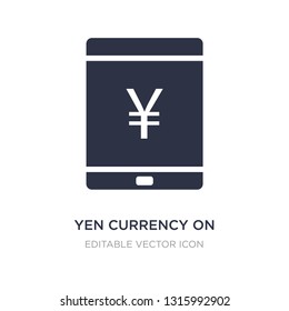 yen currency on tablet screen icon on white background. Simple element illustration from Computer concept. yen currency on tablet screen icon symbol design.