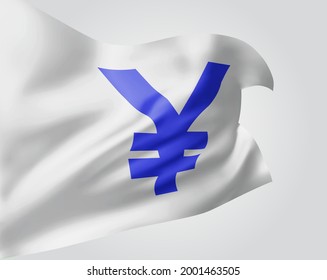 moneda yen en la bandera vectorial 3d aislada en fondo blanco