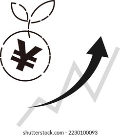 Yen (¥) currency and rising chart image