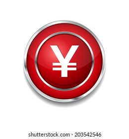 Yen Currency Sign Circular Vector Red Web Icon Button