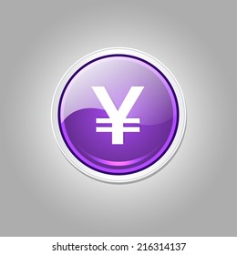 Yen Currency Sign Circular Vector Purple Web Icon Button